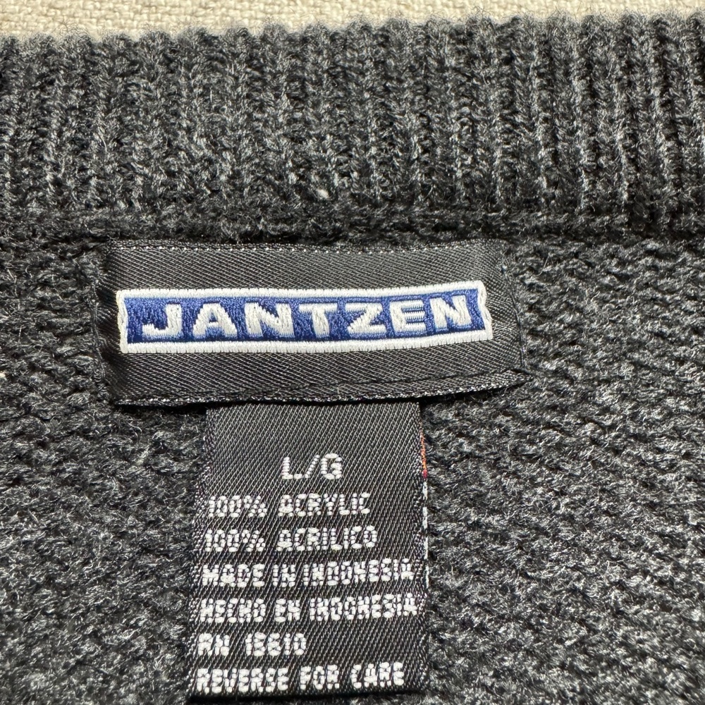 VTG 90s Jantzen Men’s Grey Cable Knit Vneck Cardigan Sweater L - Picture 7 of 7